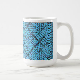 Mug Élevé Blanc en Tricot à Motif Argyle Bleu