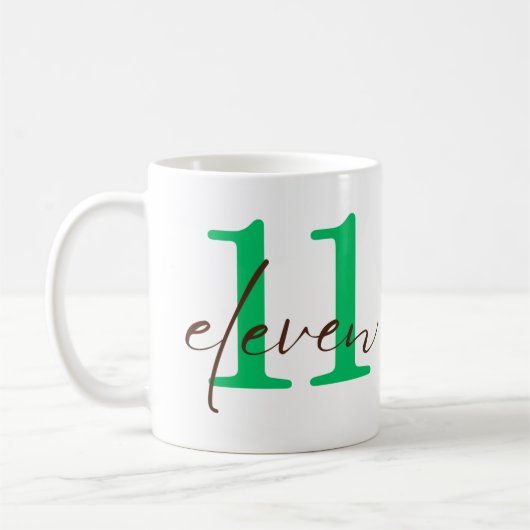 Mug Eleventh 11 Year Anniversary with Personalization (Gauche)