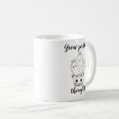 Mug Élevez le griffonnage heureux de cactus de //de (Devant droit)