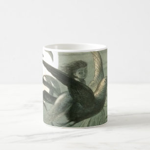 Mug Elf Fairies Elves Lune Scène nocturne Oiseau Volan