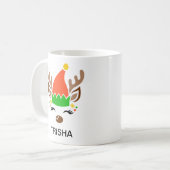Mug Elf Hat Reindeer Christmas Custom Name Holiday (Devant gauche)
