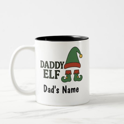 Mug Elf Papa Personnalisé – Cadeau de Noël Personn (Gauche)