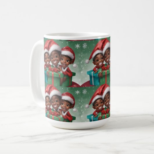 Mug Elfe de Noël afro-américain (Devant gauche)