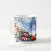 Mug Elfe de Noël couché avec Calico Kitten (Devant gauche)
