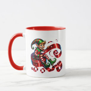 Mug Elfe de Noël festif ajouter monogramme