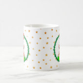 Mug Elfe de Noël vert mignonne, Wreath de pin & Étoile (Centre)