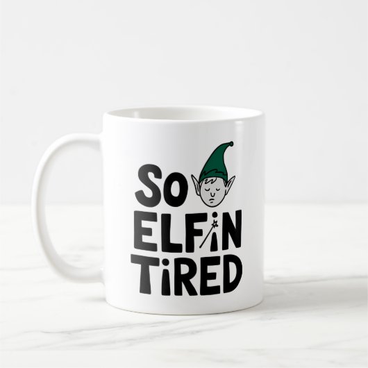 Mug Elfe mou et fatigué - Édition de vacances (Gauche)