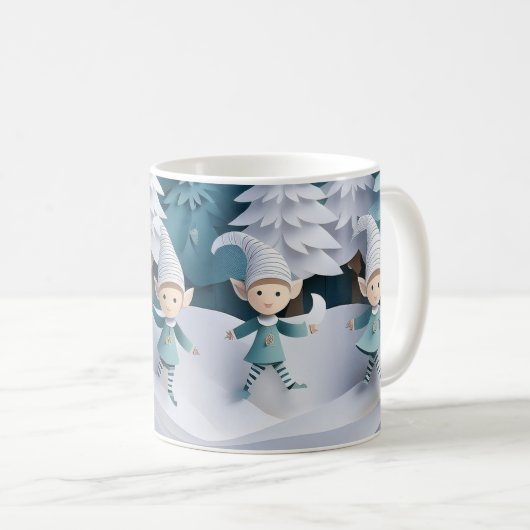 Mug Elfes découpés dans la neige de Noël (Devant droit)