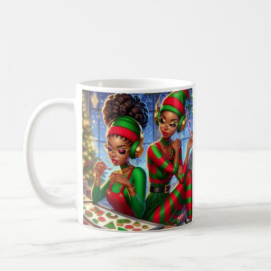 Mug Elfes et bonbons de Noël (Gauche)