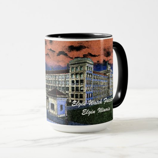 Mug Elgin Watch Factory Aquarelle colorée 1920 Art (Devant droit)