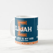 Mug Elijah nom signifiant sport monogramme orange bleu (Devant gauche)