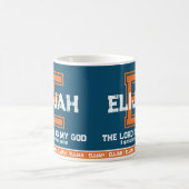 Mug Elijah nom signifiant sport monogramme orange bleu (Centre)