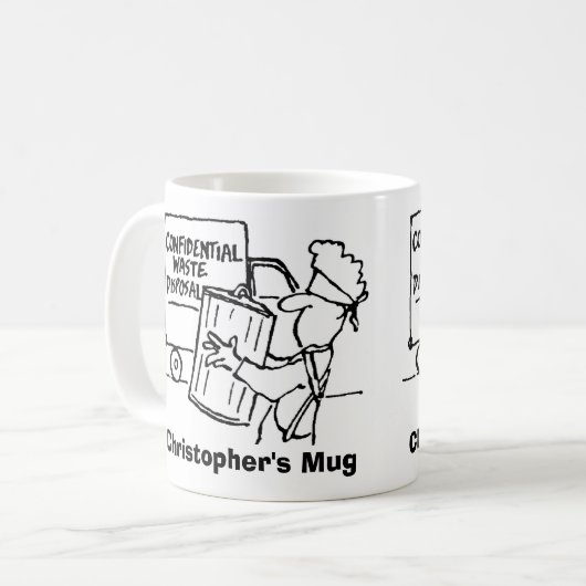 Mug Élimination confidentielle des déchets. Ajoutez No (Devant gauche)