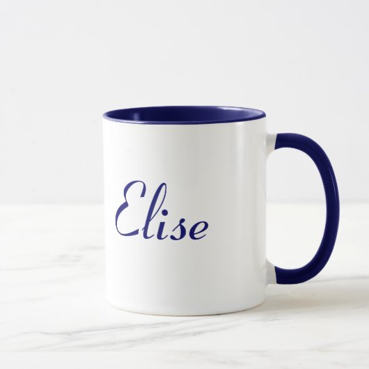 Mug Elise Nom Joli Bleu et Blanc (Droite)