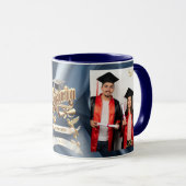 Mug Elite BLEU-Marble & Gold Personalized Graduation (Devant droit)