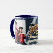 Mug Elite BLEU-Marble & Gold Personalized Graduation (Devant gauche)