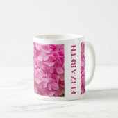 Mug "Elizabeth" Pink Spring Hydrangea Floral Lettres (Devant droit)