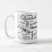 Mug Elizabeth Typographie Nom noir blanc (Gauche)