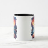 Mug Elk à Sunset Mountain Lake Réflexion (Centre)