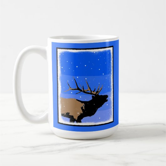 Mug Elk bouillonnant en hiver - Art original de la fau (Gauche)