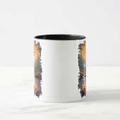 Mug Elk dans le lac de la forêt d'automne Réflexion (Centre)