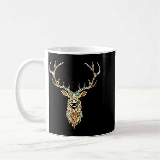 Mug Elk Head _ Face Artistic Illustration Graphic  (Gauche)