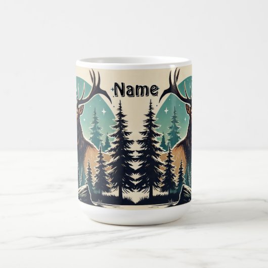 Mug Elk personnalisé en forêt avec ciel étoilé (Centre)
