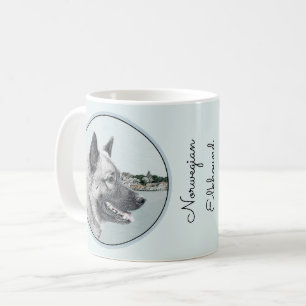 Mug Elkhound norvégien à la peinture de village - Chie