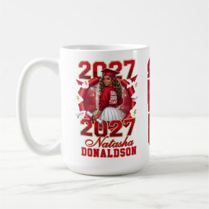 Mug Elle a fait ça femme noire diplômée rouge or 2027
