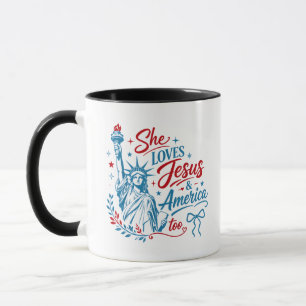 Mug Elle aime Jésus et l'Amérique aussi le 4 juillet C