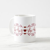 Mug Elle dans Red Fancy Doodles (Devant gauche)