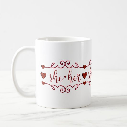 Mug Elle dans Red Fancy Doodles (Gauche)