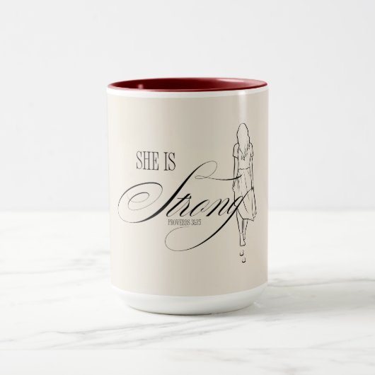 Mug Elle est forte Proverbes 31:25 (Centre)