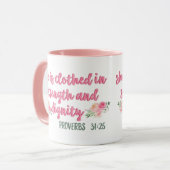 Mug Elle est habillée en Force et Dignité / Bible Vers (Devant gauche)