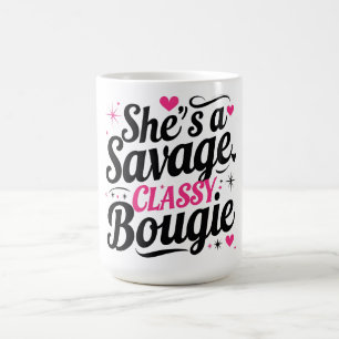 Mug Elle est Sauvage, Classe, Bougie – Citation Sassy