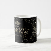 Mug Elle Feuille une petite étincelle en or et noir (Devant droit)