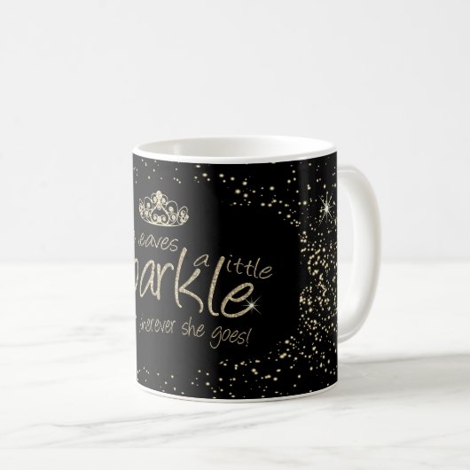 Mug Elle Feuille une petite étincelle en or et noir (Devant droit)