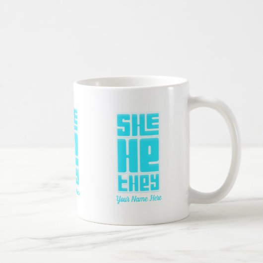 Mug Elle He They Retro Bold en Turquoise (Droite)