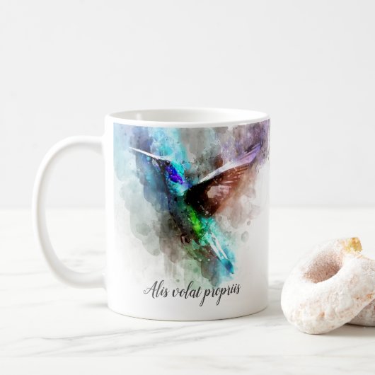 Mug Elle vole avec ses propres ailes - Alis volat prop (Avec donut)