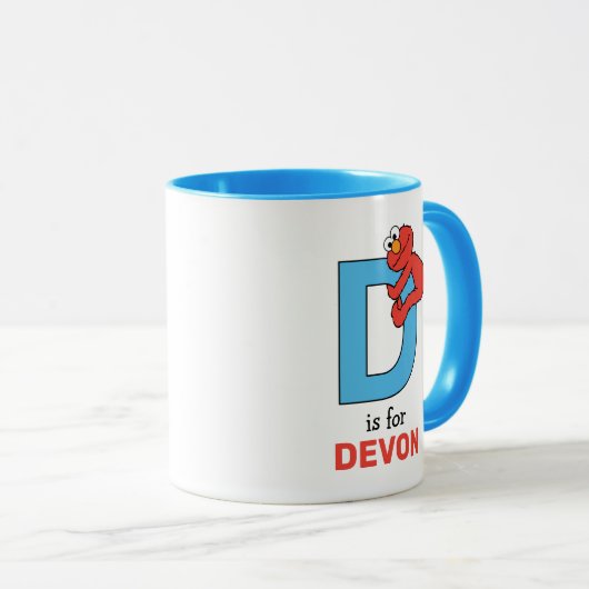 Mug Elmo Alphabet | D Bleu (Devant droit)