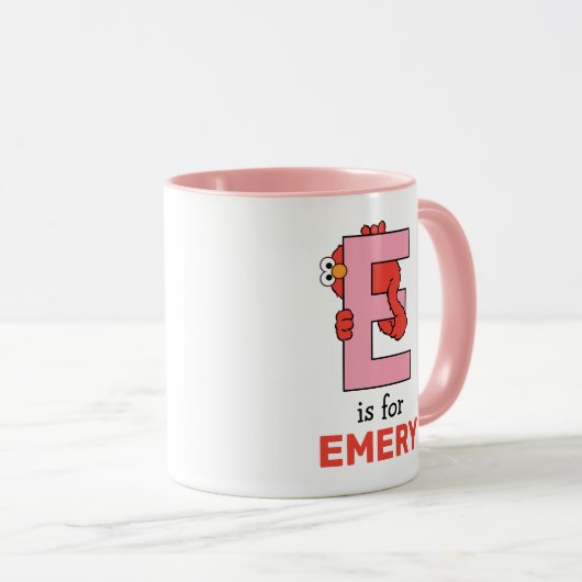 Mug Elmo Alphabet | E Rose (Devant droit)