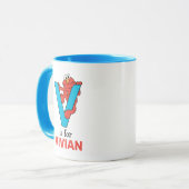 Mug Elmo Alphabet | V bleu (Devant gauche)