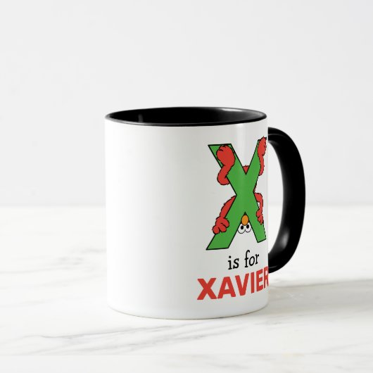 Mug Elmo Alphabet | Vert X (Devant droit)