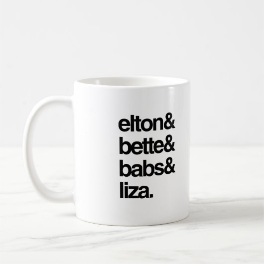 Mug Elton Bette Babs et Liza (Gauche)