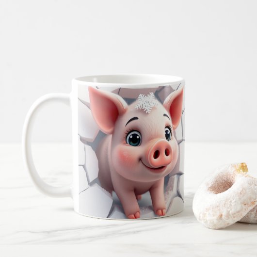 Mug Emballage 3d pour bébé cochon, conception de l'enr (Avec donut)
