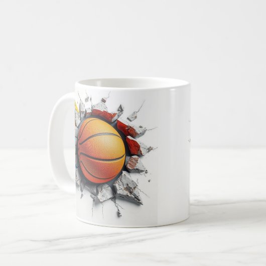 Mug Emballage de basket 3d, conception de boule 3d (Devant gauche)