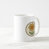 Mug Emblème circulaire rétro jaune daisy (Devant droit)