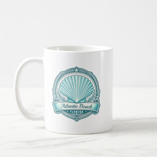 Mug Emblème côtier de coquillage de Atlantic Beach FL (Gauche)