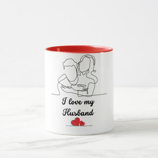 Mug Emblème d'amour éternel : J'aime mon mari (Centre)