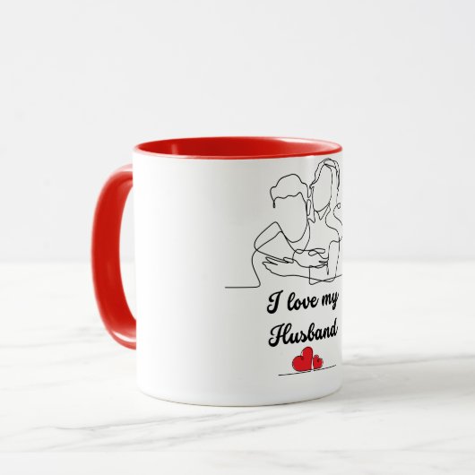 Mug Emblème d'amour éternel : J'aime mon mari (Devant gauche)